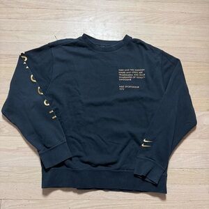 Nike Sportswear Swoosh Guarantee Crewneck Sweatshirt Navy Gold Men's M